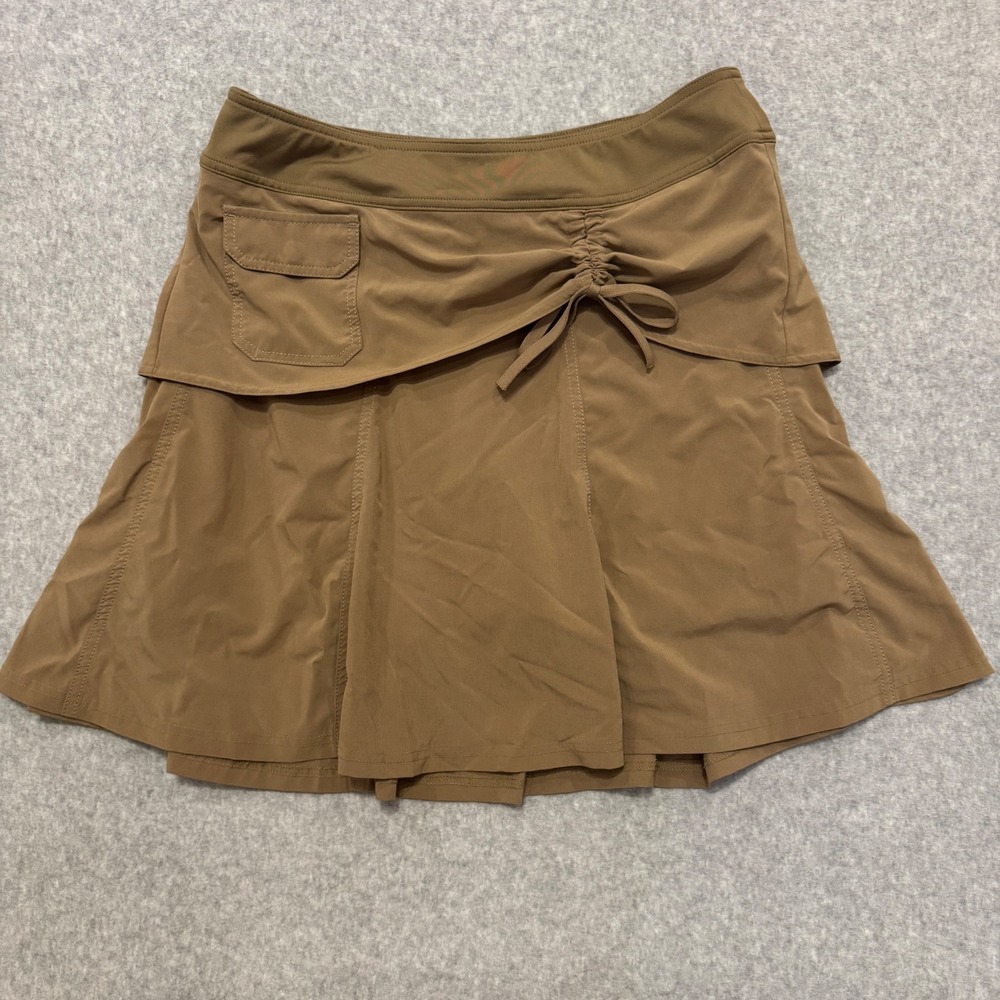 Athleta Brown Ruched Hiking Skort Size 8 Active Travel Skirt Outdoors